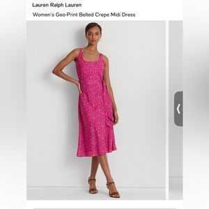 Ralph Lauren Fuchsia Printed Midi Dress